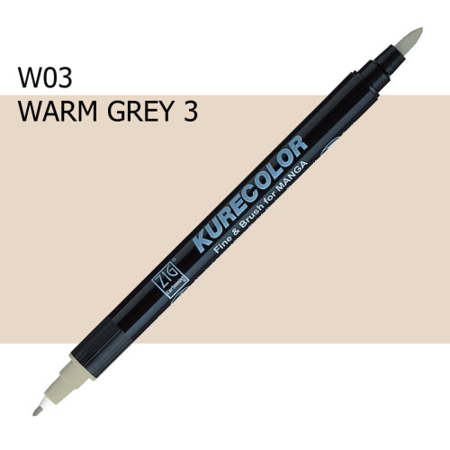 Двосторонній маркер Теплий сірий 3 (Warm Gray 3) KURETAKE Kurecolor Fine&Brush №w03