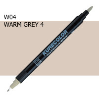 Двухсторонний маркер Теплый серый 4 (Warm Gray 4) KURETAKE Kurecolor Fine&Brush, №w04