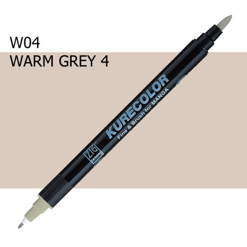 Двосторонній маркер Теплий сірий 4 (Warm Gray 4) KURETAKE Kurecolor Fine&Brush №w04
