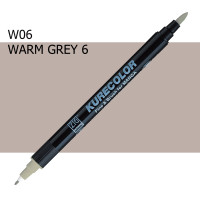 Двухсторонний маркер Теплый серый 6 (Warm Gray 6) KURETAKE Kurecolor Fine&Brush, №w06