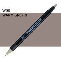 Двухсторонний маркер Теплый серый 8 (Warm Gray 8) KURETAKE Kurecolor Fine Brush, №w08