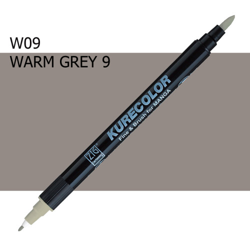 Двосторонній маркер Теплий сірий 9 (Warm Gray 9) KURETAKE Kurecolor Fine&Brush, №w09