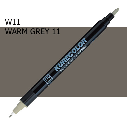 Двосторонній маркер Теплий сірий 11 (Warm Gray 11) KURETAKE Kurecolor Fine&Brush, №w11