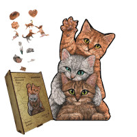 Пазл дерев'яний Котячі Забави, А4, Картонна коробка