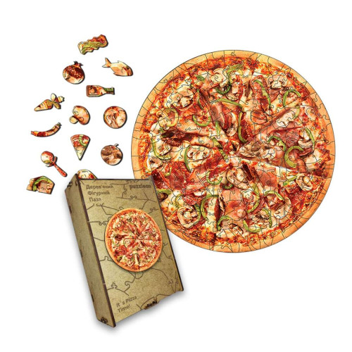 Пазл дерев'яний Піца (It's Pizza Time!), А4, Дерев'яна коробка