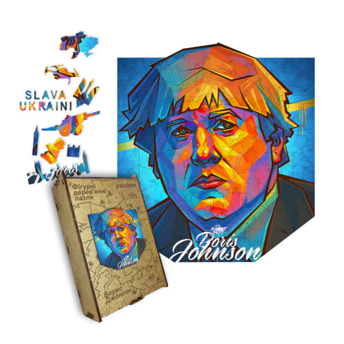 Пазл дерев'яний Борис Джонсон, А5, Дерев'яна коробка