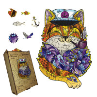 Пазл деревянный Капитан Кот, A3, Деревянная коробка