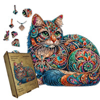 Пазл деревянный Кошачья Мозаика, А4, Деревянная коробка