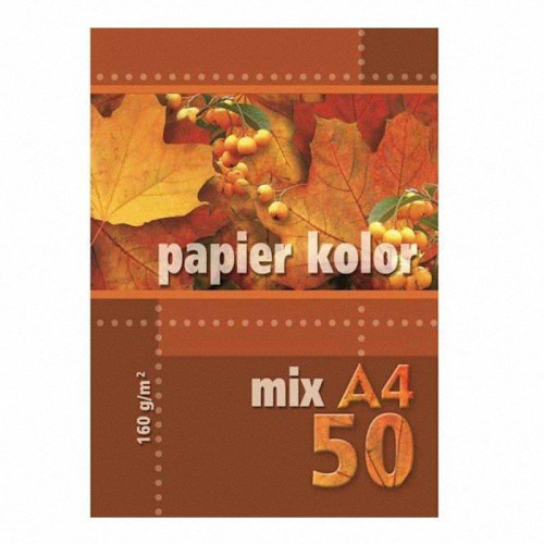 Кольоровий папір А4, 160г. Мікс квітів, 50 аркушів Kreska