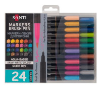 Набір акварельних маркерів з пензликом SANTI Brushpen Marker, 24 шт/уп