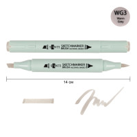 Маркер спиртовой Теплый серый 3 SANTI Brush, №WG3 Warm Gray 3