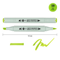 Маркер спиртовой Бледно-зеленый SANTI Brush, №59 Pale Green
