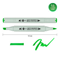 Маркер спиртовий Смарагдово-зелений SANTI Brush, №55 Emerald Green