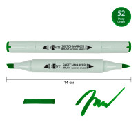 Маркер спиртовий Глибокий зелений SANTI Brush, №52 Deep Green