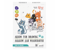 Альбом для малювання А4, 100г/м2, 30 листів, на спіралі, Cats Selfies, ROSA Kids