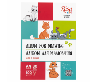 Альбом-склейка для малювання А4, 100г/м2, 30 листів, Cats ROSA Kids
