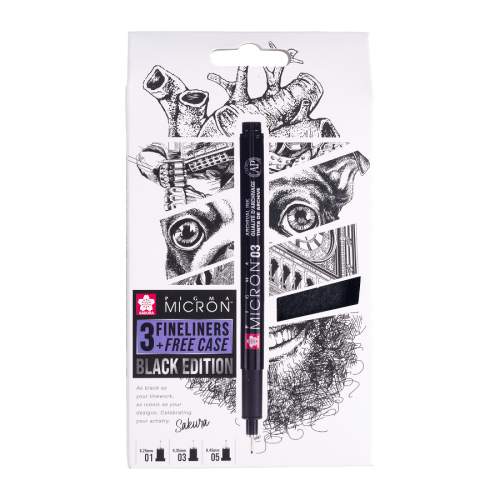 Набір лінерів 3 шт Sakura Чорний, PIGMA MICRON Black Edition (01-03-05)