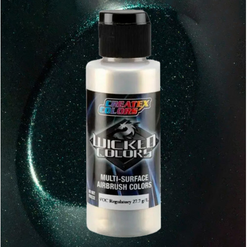 Краска для аэрографии Hot Rod Sparkle Зеленый W424, Wicked Colors Createx Hot Rod Sparkle Green 60 мл