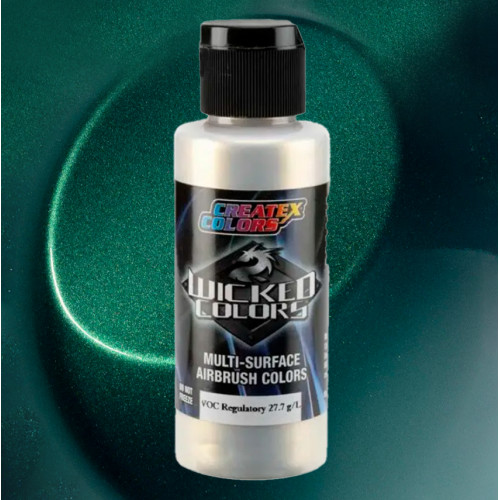 Краска для аэрографии Flair Зеленый/Синий W458, Wicked Colors Createx Flair Green/Blue 120 мл
