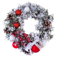 Венок с украшением Ностальгия d-15 см заснеженный Yes! Fun