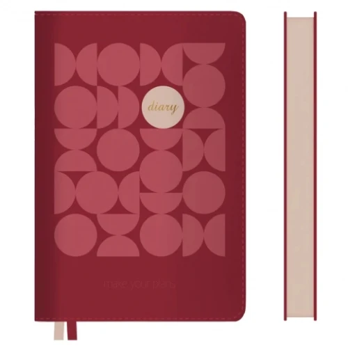 Ежедневник недатированный А6 Leo Planner 352 страницы, Темно-красный