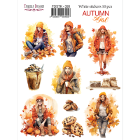 Набор наклеек (стикеров) 10 шт, Autumn Girl, №395