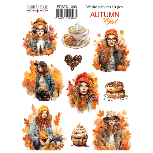 Набір наклейок (стікерів) Autumn Girl, 10 шт, №396