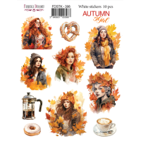 Набор наклеек (стикеров) 10 шт, Autumn Girl, №398
