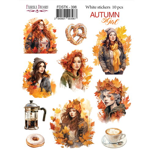 Набір наклейок (стікерів) Autumn Girl, 10 шт, №398