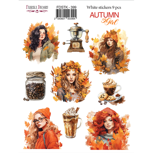 Набір наклейок (стікерів) Autumn Girl, 10 шт, №399