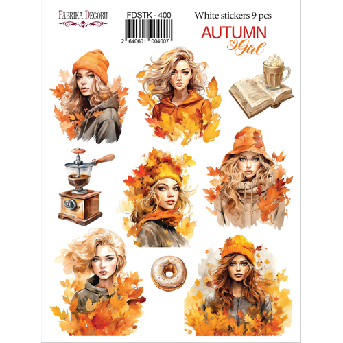 Набір наклейок (стікерів) Autumn Girl, 10 шт, №400