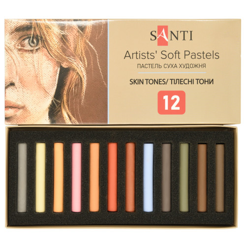Набір сухої пастелі Тілесні відтінки Santi Skin Tones 12 кольорів