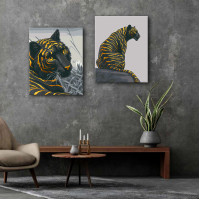 Набор картин по номерам с краской металлик Riviera Blanca Золотые полоски (ITR-092) 2 шт в наборе