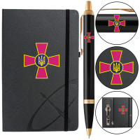 Подарочный набор шариковая ручка и блокнот с эмблемой ЗСУ Parker IM ARMY Black GT BP