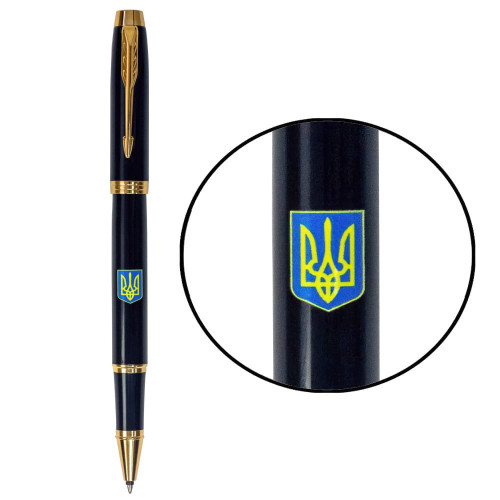Ручка-ролер Parker IM UKRAINE Black GT RB Герб України синьо-жовта