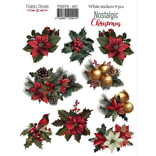 Nostalgic Christmas, №901 Набір наклейок (стікерів) 9 шт