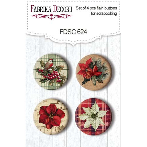Набор скрапфишек (фишки, топсы) для скрапбукинга 4шт, Nostalgic Christmas, №624