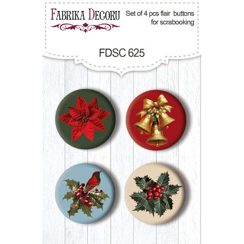 Набор скрапфишек (фишки, топсы) для скрапбукинга 4шт, Nostalgic Christmas, №625