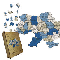 Пазл дерев'яний Україна Блакитна, А4, Картонна коробка