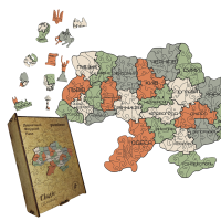 Пазл деревянный Украина Оливковая, А4, Картонная коробка