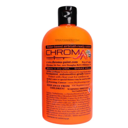 Універсальна акрилова фарба Помаранчева флуоресцентна, ChromaAir Fluorescent Orange 480 мл