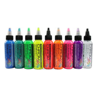 Набор флуоресцентных красок для аэрографии, ChromaAir Fluorescent Set  8 шт по 60 мл