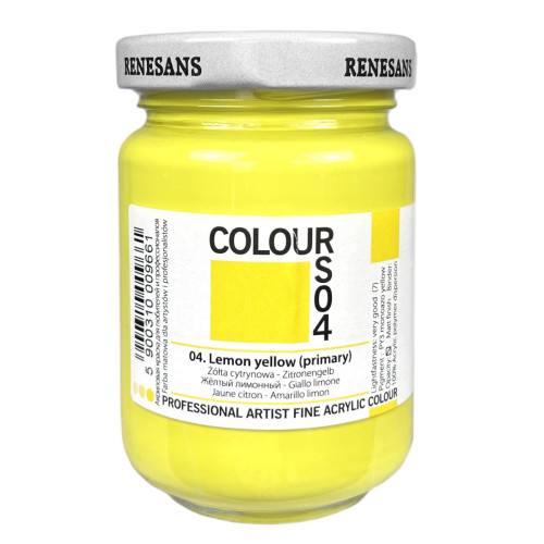 Акрилова фарба Яскраво-жовта (діамантова) Renesans Colours, 125 мл