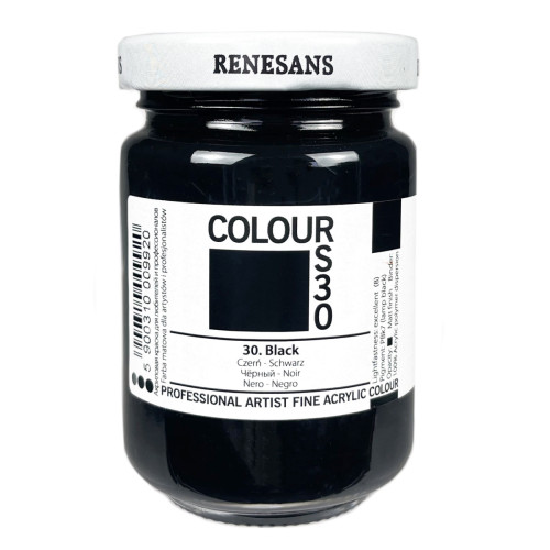 Акрилова фарба Чорна Renesans Colours, 125 мл