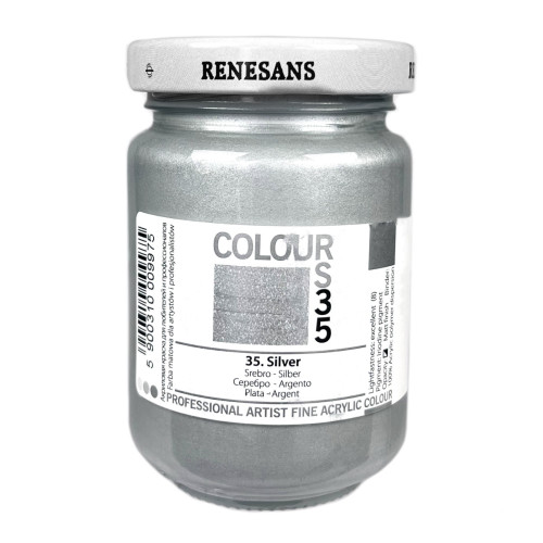 Акрилова фарба Срібна Renesans Colours, 125 мл
