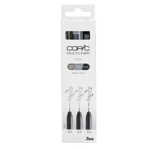 Набiр лайнерiв Copic Multiliner coloured, 3 шт (0,5+0,5+0,5), warm grey/cool grey/black