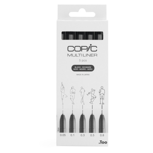 Набiр лайнерiв Copic Multiliner, 5 шт (0,05+0,1+0,3+0,5+0,8), чорний