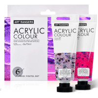 Художні акрилові фарби з блискітками Art Rangers Acrylic glitter 6 кольорів у тубах по 75мл