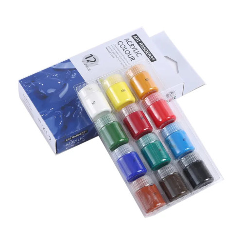 Набір акрилових фарб для малювання Art Rangers Acryliс 12 кольорів + 2 пензлики