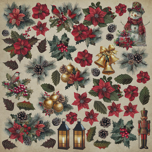 Аркуш з картинками для вирізування Nostalgic Christmas 30,5х30,5 см